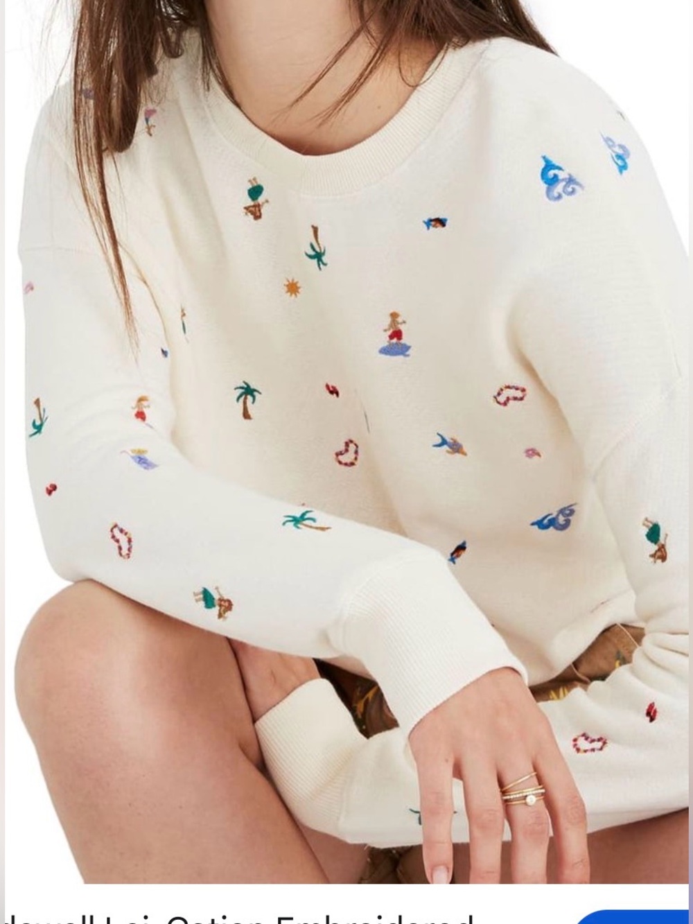 Madewell Lei-cation embroidered beach scene sweatshirt size S